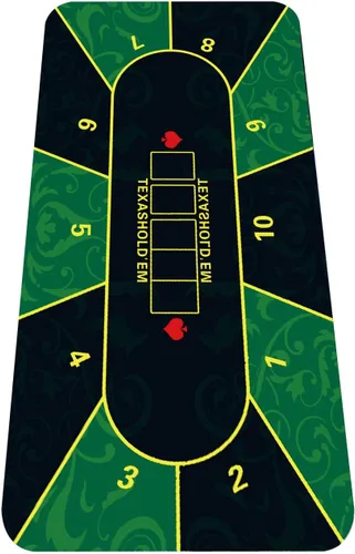 nuveti Tapete de póquer Texas Hold'em de 70 x 35 pulgadas, portátil, de goma, impermeable, con reducción de ruido, para cualquier juego de mesa