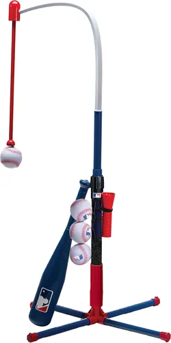 Franklin Sports Grow-with-Me - Soporte de bateo de béisbol para niños + juego de base para jóvenes + niños pequeños - Juego de soporte de bateo de