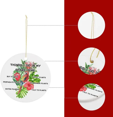 Miniatura 5 de Adornos de plantas para árbol de Navidad, decoración de Navidad de señora de plantas locas, bonitos y divertidos adornos de cerámica para amantes