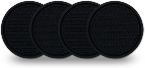 Msyuusr 4 piezas Posavasos para automóvil, inserto antideslizante de nido de abeja de silicona, accesorios universales para automóviles para la Negro