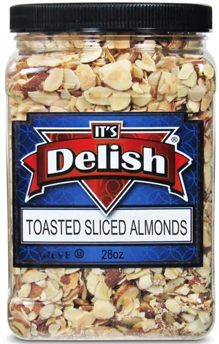 Miniatura 2 de It's Delish - Almendras tostadas gourmet en rodajas – Recipiente jumbo reutilizable a granel de 28 onzas – Horno de primera calidad tostadas frescas