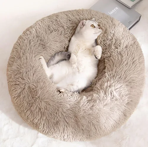 Miniatura 17 de Camas para gatos de interior – Cama para gatos lavable de 20/24 pulgadas, camas para perros pequeños y medianos, antiansiedad, cama redonda de felpa