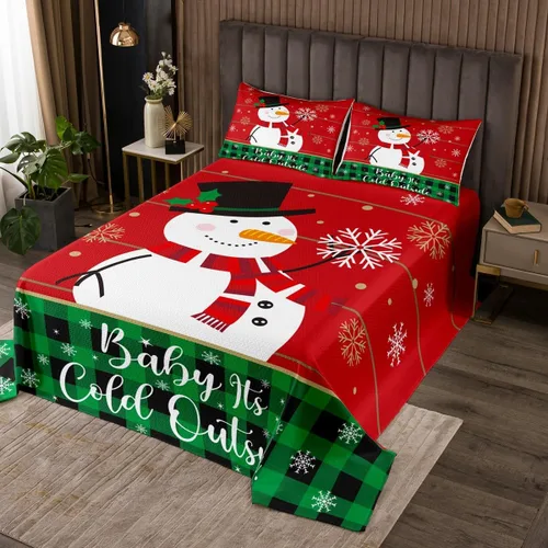 Miniatura 21 de Manfei Juego de colcha de Navidad para niños, tamaño individual, diseño de pinos de dibujos animados, decoración de habitación de niños y adultos