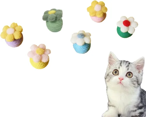 Miniatura 9 de Juguete para gatos, bola de sisal, juguete colgante para gatos, hecho a mano, cuerda para gatos, masticable, respetuoso con el medio ambiente
