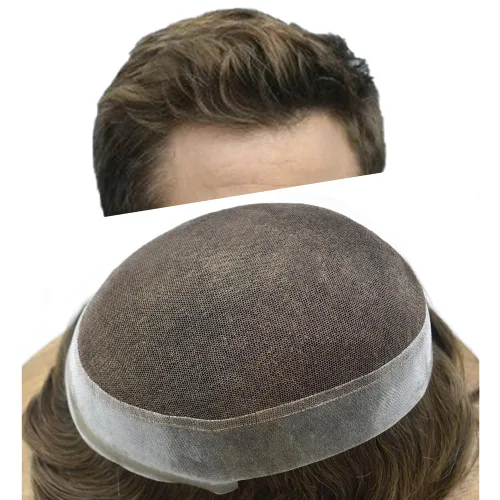 Miniatura 87 de Sistema de reemplazo de cabello de encaje francés para hombre, piezas de cabello de aspecto natural, color negro, marrón, rubio, gris, protesis