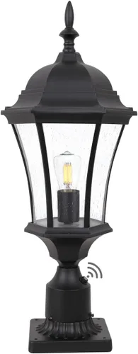 Miniatura 10 de Luces de poste para exteriores de 24 pulgadas con sensor de anochecer a amanecer, farol de aluminio grande para montaje en muelle de poste de poste