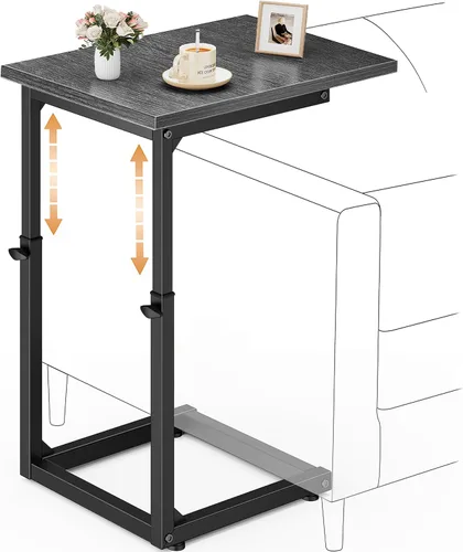 Miniatura 13 de Vagusicc Mesa auxiliar en forma de C para sofá, mesa C de 33 pulgadas de alto, mesa auxiliar de altura ajustable, mesas auxiliares de sofá con marco