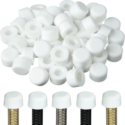 Miniatura 8 de Outus 50 piezas de tope de puerta de goma de repuesto de silicona para tope de puerta, topes para protección de pared y piso, tamaño universal Blanco