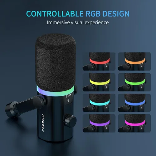 Miniatura 5 de FEELWORLD PM1 XLR Micrófono dinámico USB con soporte de escritorio, regalos para grabación de podcasts, PC, juegos de computadora, transmisión