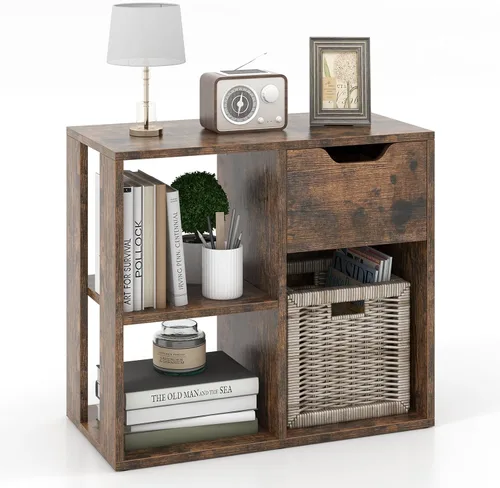 Miniatura 15 de LOKO 3-Cube Bookshelf with Drawer Set of 2, 2-Tier Open Shelf Bookcase, Freestanding Display Shelf, Modern Home Storage Organizer, Shelving Unit for