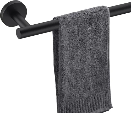 Miniatura 12 de Nolimas Barra de Toalla de Baño Negra Mate Barra de Toalla Individual Barra de Toalla Clásica Montada en Pared Acero Inoxidable Barra de Toalla