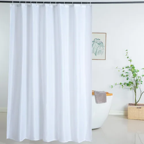 Miniatura 9 de Cortina de ducha de 36 x 72 pulgadas, repelente al agua, juego de cortinas de ducha de tela blanca pequeña para spa hotel, lavable a máquina