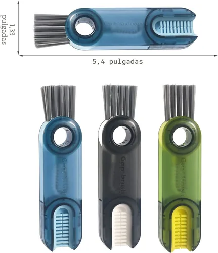 Miniatura 3 de Set de cepillos de limpieza de 3 en 1 para tapas de tazas, herramientas de limpieza multifuncionales para botellas aisladas, limpiador de portavasos