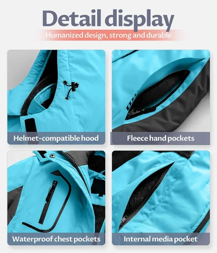 Miniatura 7 de Chaqueta de esquí impermeable para mujer resistente al viento chaqueta de snowboard cálida abrigo de invierno