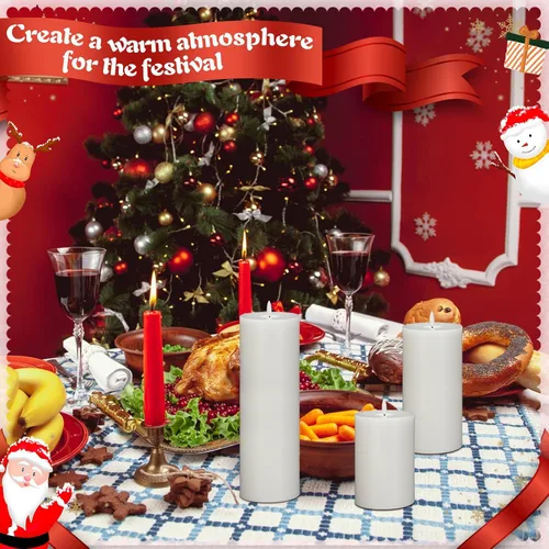 Miniatura 4 de Retisee 3 velas LED blancas grandes sin llama que funcionan con pilas con control remoto y temporizador, velas parpadeantes de cera real para Blanco