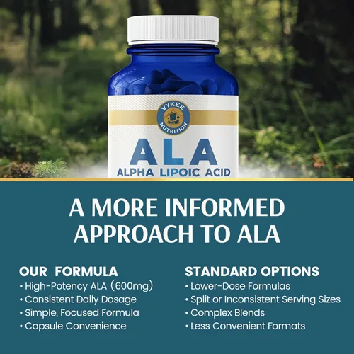 Miniatura 3 de Vykee Nutrition Ácido alfa lipoico 600 mg – Suplemento ALA de alta potencia, apoyo antioxidante, vegano, sin gluten – 120