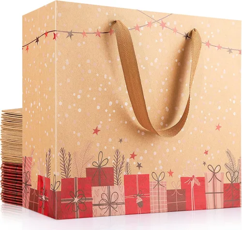 Miniatura 55 de EUSOAR Bolsas de Regalo Grandes Azul Marino, Paquete de 25 - Bolsas de Papel de Compras de 12.5"x4.5"x11" con Asas para Negocios, Manualidades