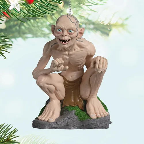 Miniatura 3 de Hallmark Keepsake Ornamento navideño colgante 2025, El Señor de los Anillos Gollum con sonido y movimiento, Regalos de película