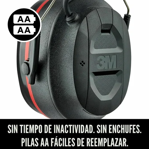 Miniatura 9 de 3M Pro-Protect + Cojines de Gel - Protector auditivo electrónico, clasificación de reducción de ruido (NRR) de 26 dB, orejeras Bluetooth, altavoces