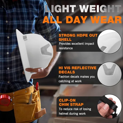 Miniatura 4 de Casco duro de ala completa LOHASTAR OSHA Aprobado por ANSI, casco de seguridad para trabajo de construcción, Cascos De Construcción, para hombres, 4