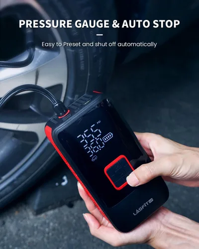 Miniatura 6 de LASFIT TK1 Compresor de aire portátil para inflador de neumáticos, bomba de aire inalámbrica para camioneta, SUV, bomba de aire de coche de alta