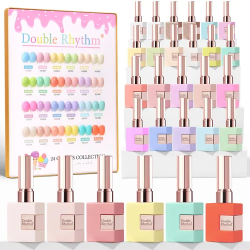 Miniatura 10 de Double Rhythm - Juego de esmalte de uñas en gel de 28 piezas, 0.5 onzas, kit de esmalte de uñas de gel de remoción, mismo color, misma botella, arte