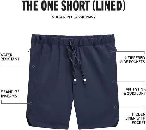 Miniatura 19 de Fabletics The One - Pantalón corto para hombre (forro), entrenamiento, natación, ligero, de secado rápido, bolsillo con cremallera, tejido elástico