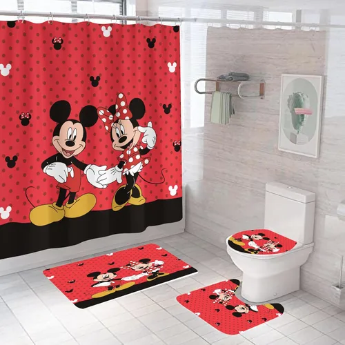 Juego de cortinas de ducha antideslizantes con 4 piezas: incluye cortina de ducha, alfombras, tapa de inodoro y tapete de baño. Cortina de baño de