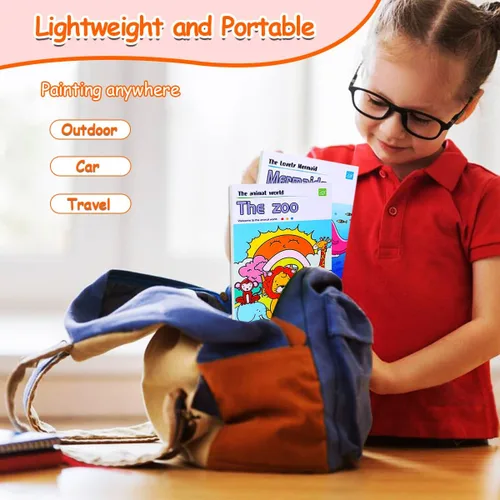 Miniatura 6 de JUNQIU - Paquete de 4 libros de pintura con agua para niños, pintura de acuarela, libros para colorear para niños pequeños, juego de pintura mágica