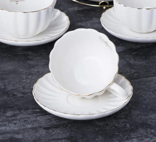 Miniatura 19 de Jusalpha Fine China Juego de Taza de Café/Taza de Té Morada de 8 OZ, Platillo, Cucharas, Tetera y Cremera, 17 Piezas (Juego FD-TW17PC, Morado)