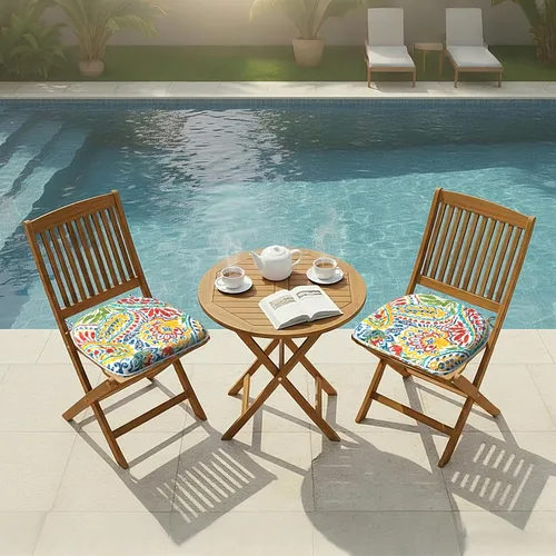 Miniatura 8 de DYTXIII Juego de 2 cojines para sillas de exterior con lazos, almohadillas repelentes al agua para sillas de patio de 17 x 16 pulgadas para muebles