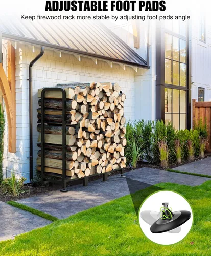 Miniatura 2 de Brightown Estantería de Leña Exterior con Cubierta, Estante de Madera Interior de 4 Pies para Leña, Soporte Impermeable para Leña Exterior, Soporte