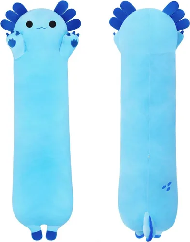 Almohada de juguete de ajolote de peluche, almohada para abrazar, regalo para niños y niñas (azul, 19.6 pulgadas)