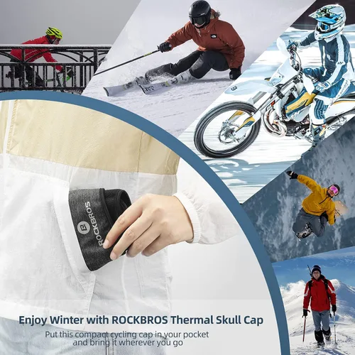 Miniatura 7 de ROCKBROS Gorro de calavera para hombres y mujeres gorro térmico de invierno para correr gorro con agujeros para gafas