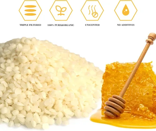 Miniatura 2 de TRINIDa Gránulos de cera de abeja blanca, 5 libras (80 onzas), pellets de cera de abejas orgánicas para velas de bricolaje, cera de abeja para hacer