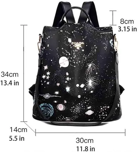 Miniatura 2 de Mochila de mujer, bolsa de viaje impresa estrella, bolsa de compras de moda de gran capacidad, Cielo estrellado, Moderno