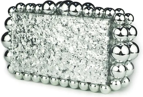 Miniatura 2 de Rejolly Bolso de mano de acrílico para mujer, con cuentas cuadradas, bolitas perladas, bolso de noche para boda, cóctel, fiesta, baile de graduación