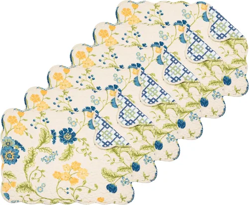 Miniatura 17 de C&F Home Sophia - Juego de 6 manteles individuales acolchados de 100 % algodón, 13 x 19 pulgadas, versátil, para verano, otoño, cosecha, enrejado