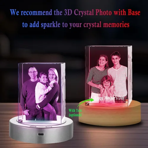 Miniatura 2 de Foto de Cristal 3D Personalizada, Marco de Fotos de Vidrio Grabado con Láser Personalizado, Excelentes Regalos de Aniversario, Cumpleaños, Navidad