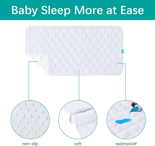Miniatura 2 de Almohadillas de entrenamiento para ir al baño para niños pequeños, protector de colchón de cuna impermeable para almohadilla de humectación, Blanco