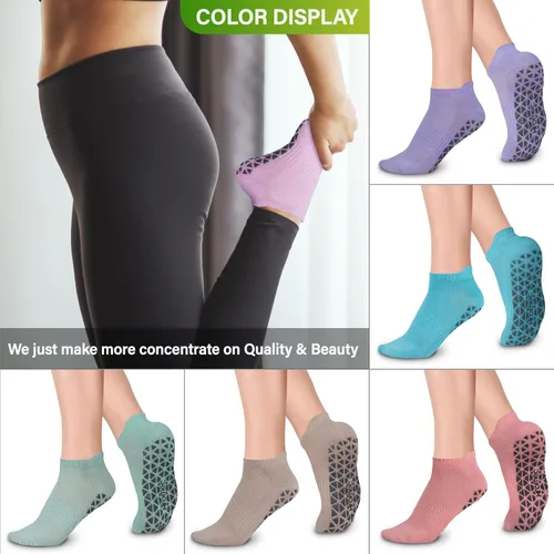 Miniatura 3 de Calcetines de yoga antideslizantes con agarres para pilates ballet barras descalzo calcetines antideslizantes de hospital para mujeres y hombres