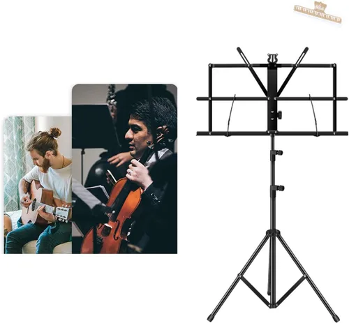 Miniatura 7 de ENNBOM Soporte de música 2 en 1 portátil plegable para partituras, clip de partituras de música ajustable, soporte profesional para partituras