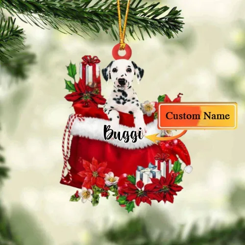 Miniatura 137 de Perro Akita Inu personalizado en bolsa de regalo, adorno de Navidad, nombre personalizado, regalo para amantes de los perros, familia, Navidad