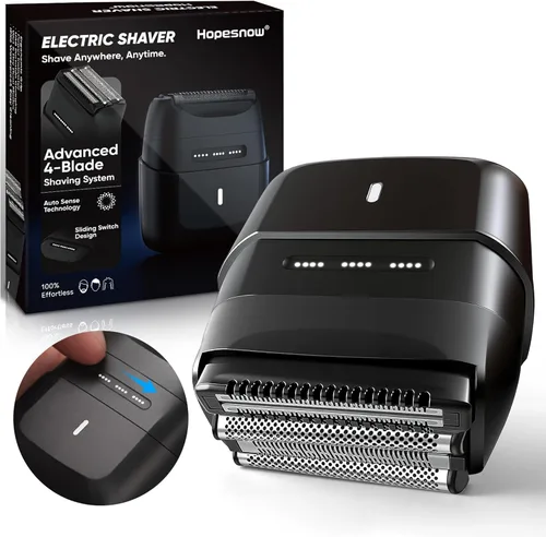 Afeitadoras eléctricas de aluminio para hombres: maquinilla de afeitar eléctrica compacta con 4 cuchillas flotantes, afeitadora portátil de viaje