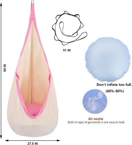 Miniatura 5 de YAERSI Silla de hamaca infantil de algodón con cojín inflable de PVC