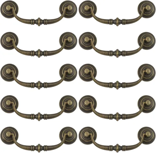 Miniatura 8 de MY MIRONEY 4 tiradores negros antiguos para cajones, manijas de cajón estilo desgastado y elegante, manijas de giro para gabinete, aparador