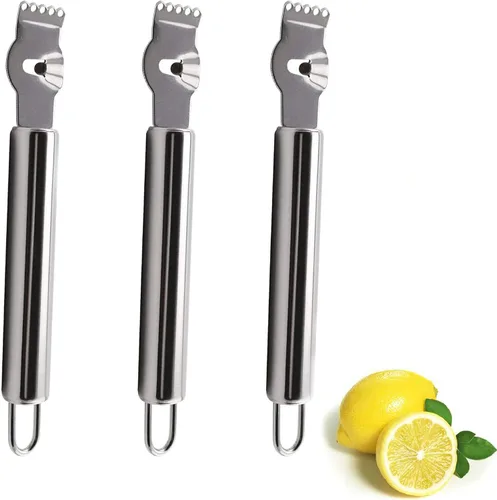 Paquete de 3 herramientas de acero inoxidable para cítricos - Zester naranja y limón, rallador, pelador, herramienta de giro, decoración de cóctel