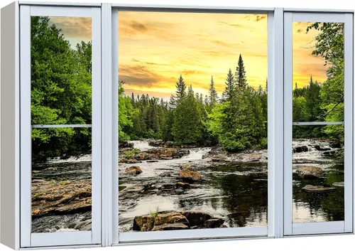 Miniatura 49 de Cuadro decorativo con diseño de ventana moderna blanca con vista, de la marca Wall26®