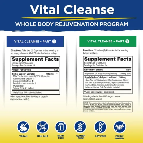 Miniatura 2 de Vital Planet - Vital Cleanse con cardo mariano, magnesio, aloe del cabo y hierbas, suplemento natural para estreñimiento ocasional y eliminación