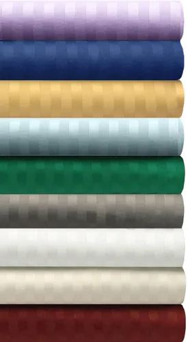 Miniatura 5 de Superior Par de fundas de almohada de algodón peinado suave, rayas de satén, estándar, color dorado